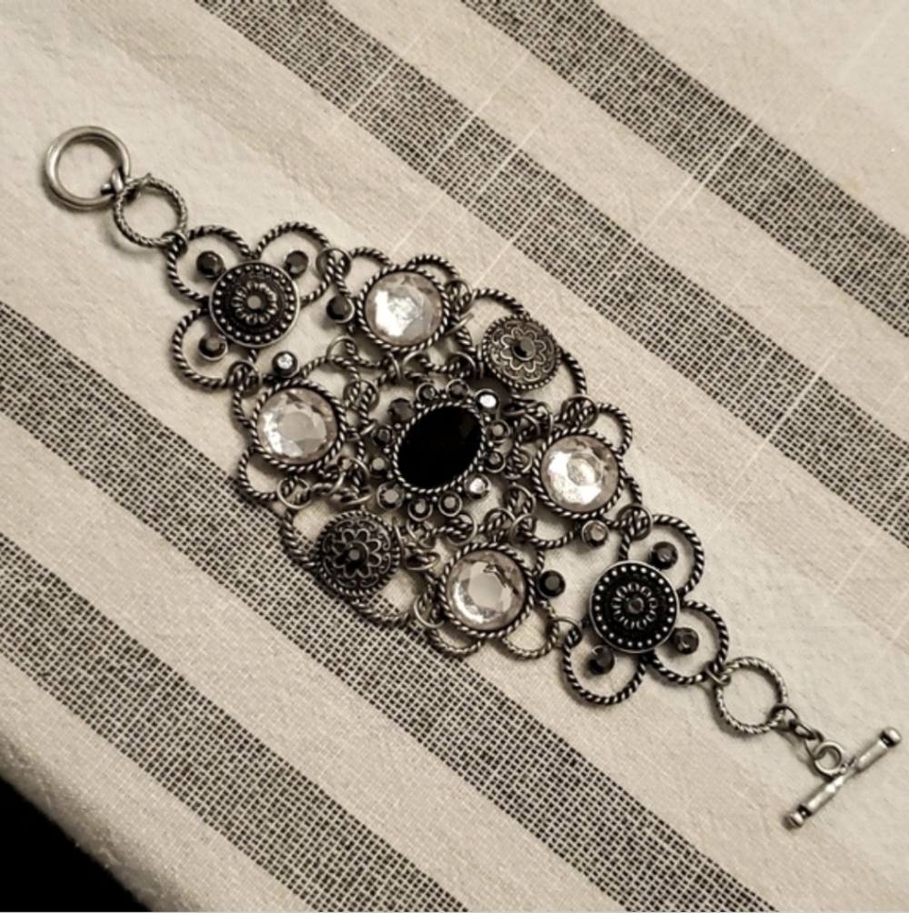 Silver Medieval cuff no brand Black and Silver Bracelet